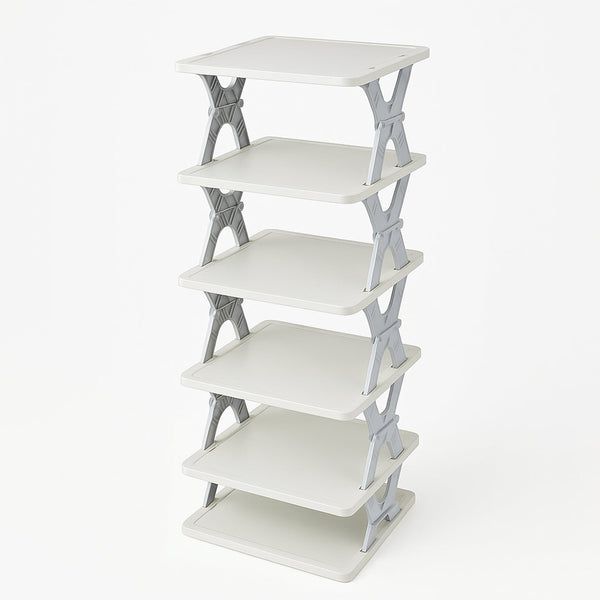 Smart 6-Layer Shoe Rack – Foldable, Collapsible & Heavy-Duty Plastic Stand for Home Entryway Storage Organizer (Mix Color)