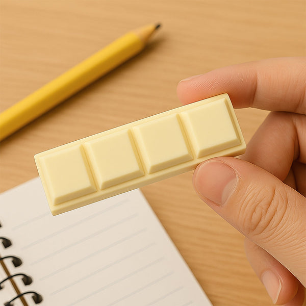 3D Chocolate Shaped Erasers Soft Pencil Erasers Supplies for Office School Students Drawing Writing Classroom Rewards for Return Gift, Birthday Party, School Prize (1 Pc 4 grid)